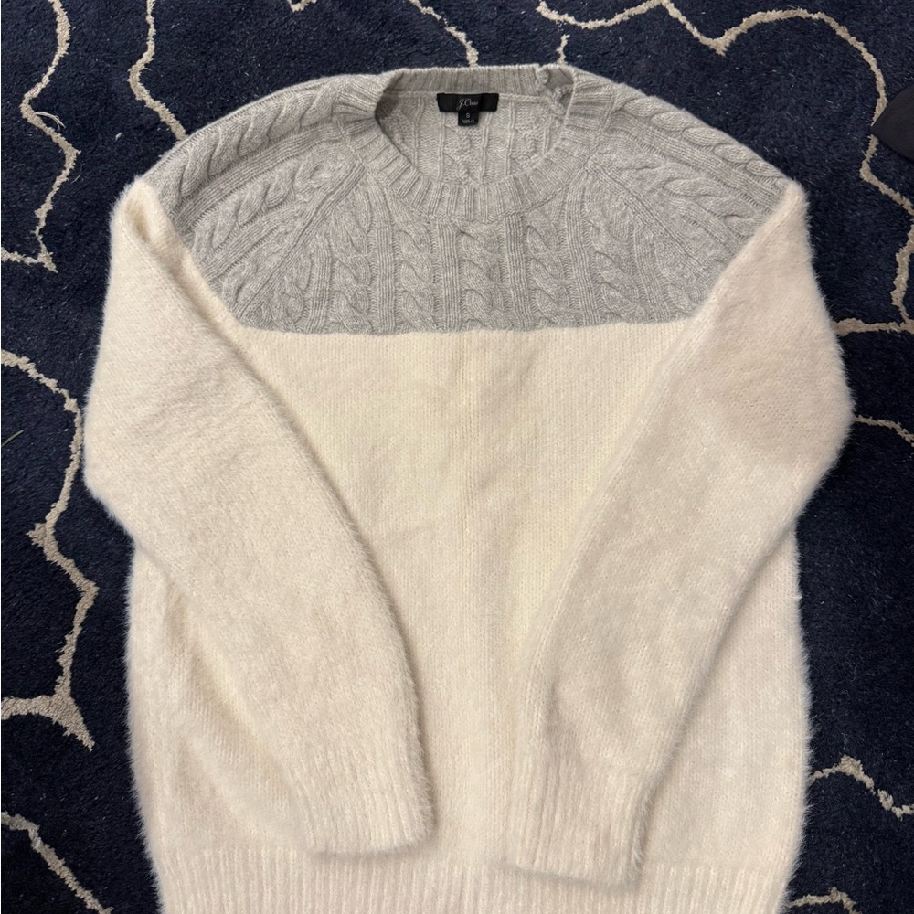 J. Crew Light Gray and cream Cable Knit Sweater